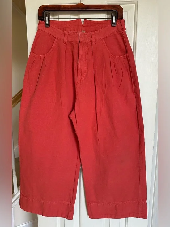 NWOT Free People Sweet Talk Red Mango Chino Pants- Size 10 - Picture 3 of 10